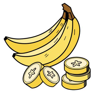 Farvelagt version: Banan med skiver
