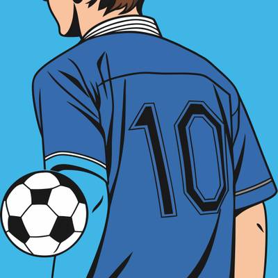 Färglagd version: Fotbollströja bakifrån med nummer 10