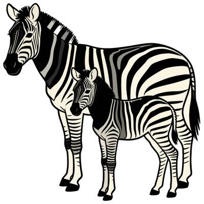 Wersja pokolorowana: Szczegółowa zebra z młodym