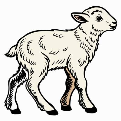 Väritetty versio: Keväinen karitsa sivulta