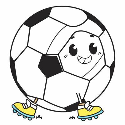 Färglagd version: Kawaii fotbollsmaskot