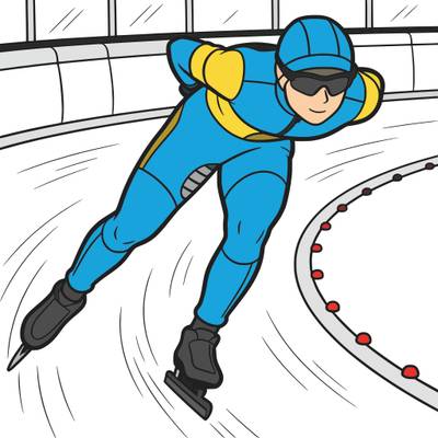 Versão colorida: Patinador de velocidade na pista coberta