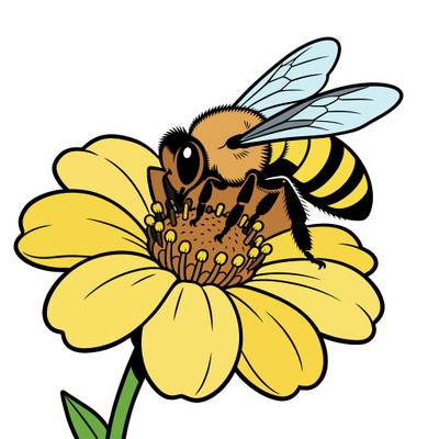 Fargelagt versjon: Detaljert bie på blomst