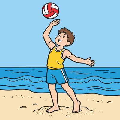 Versão colorida: Saque no vôlei de praia para colorir
