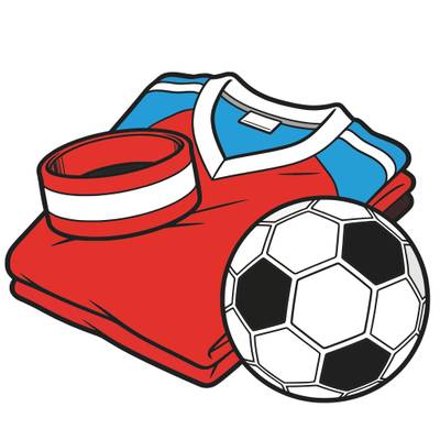 Färglagd version: Kaptensbindel, tröja och fotboll
