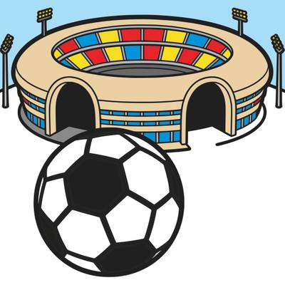 Wersja pokolorowana: Stadion w Monachium i piłka nożna