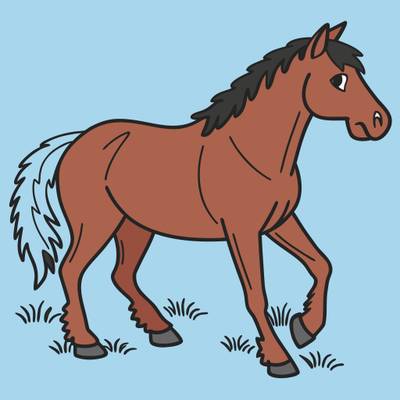 Ausgemalte Version: Haflinger-Pferd im Gras