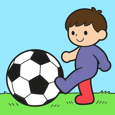 Färglagd version: Barn som sparkar en fotboll