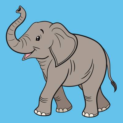 Versão colorida: Elefante simples com tromba levantada