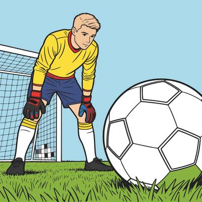 Versão colorida: Goleiro se aquecendo perto do gol