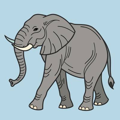 Versão colorida: Elefante de circo antigo