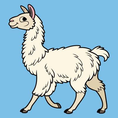 Ausgemalte Version: Laufendes Lama als Ausmalbild