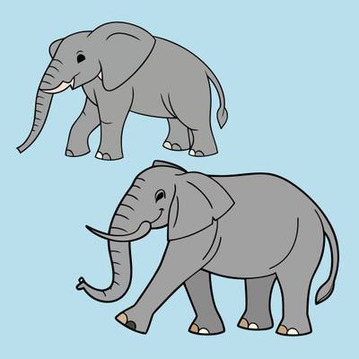 Versão colorida: Elefantes africano e asiático