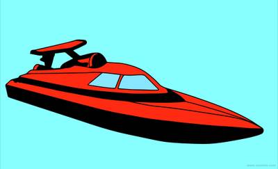 Ausgemalte Version: Einfaches Speedboot