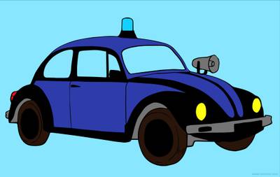 Ausgemalte Version: Polizeiauto 50er Jahre