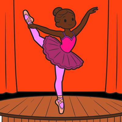 Versão colorida: Bailarina de tutu no palco