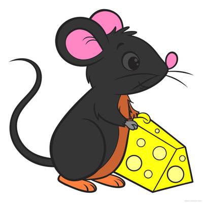 Versão colorida: Rato de perfil com queijo