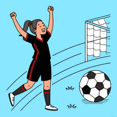 Färglagd version: Fotbollstjej firar ett mål
