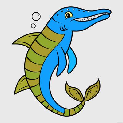 Fargelagt versjon: Sammenkrøllet mosasaurus under vann