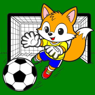 Versão colorida: Raposa goleira no gol de futebol