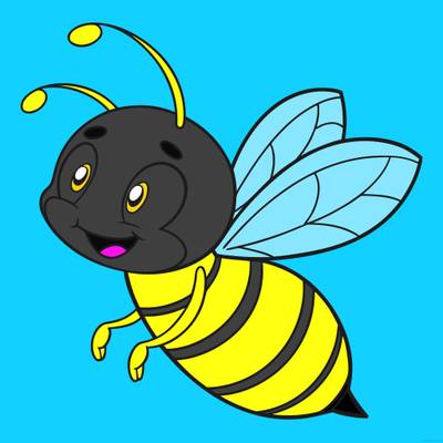 Versão colorida: Abelha cartoon voando para colorir
