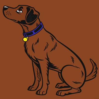 Versão colorida: Cachorro sentado de perfil