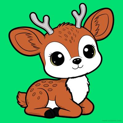 Versão colorida: Cervo kawaii com olhos grandes
