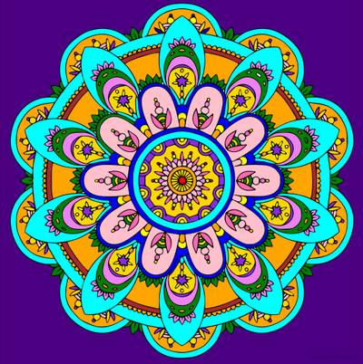 Ingekleurde versie: Mandala Bloempatroon