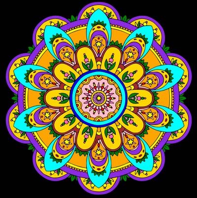 Ingekleurde versie: Mandala Bloempatroon