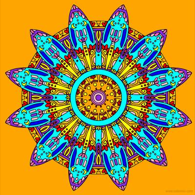 Ingekleurde versie: Zon Mandala
