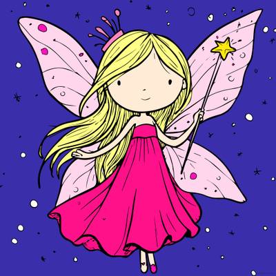 Colored version: Color this magical fairy!