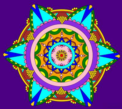Ingekleurde versie: Mandala Eenvoudig