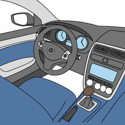 Colored version: Simple car interior console view