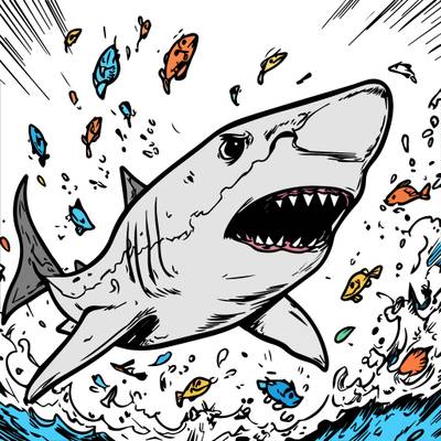 Colored version: Shark in action
