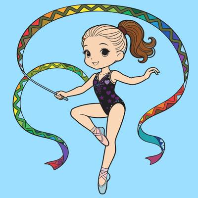 Versão colorida: Ginasta rítmica com fita