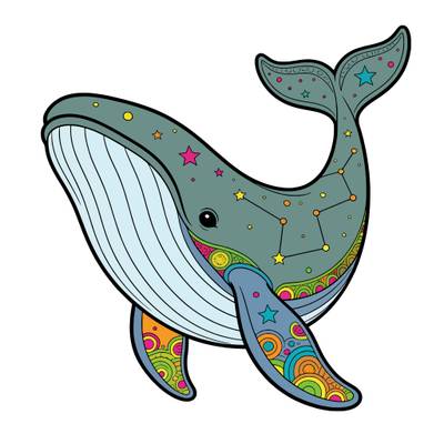 Colored version: Galaxy whale with constellations