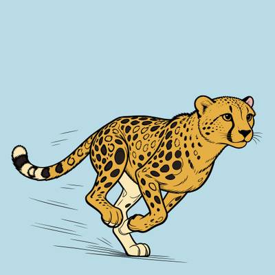 Colored version: Running cheetah with motion lines