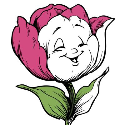 Fargelagt versjon: Smilende tulipanfigur