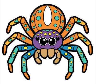 Colored version: Cute jumping spider portrait