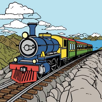 Colored version: Vintage steam train
