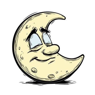 Colored version: Happy crescent moon design