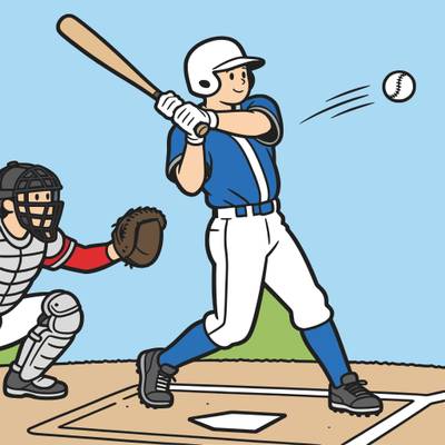 Versão colorida: Rebatedor de beisebol na base