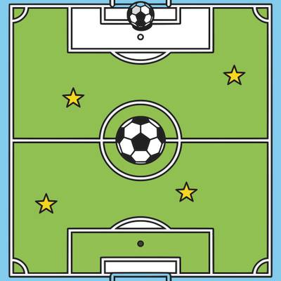 Fargelagt versjon: Fotballbane med midtsirkel og stjerner