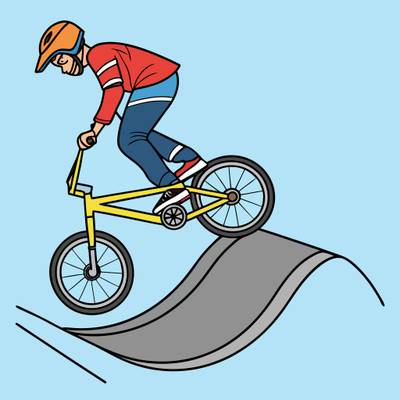 Väritetty versio: BMX-pyöräilijä hyppyrissä