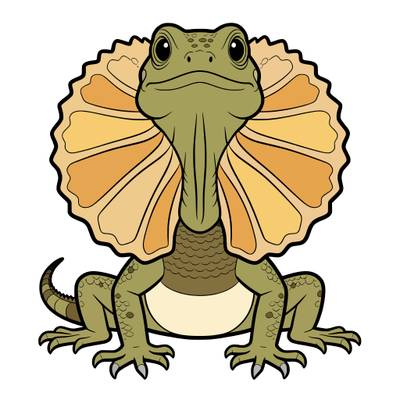 Colored version: Front view frilled lizard