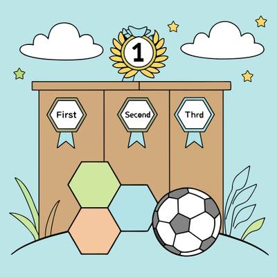 Colored version: Simple soccer winners podium scene