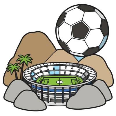 Fargelagt versjon: Stadion i Rio med stor fotball
