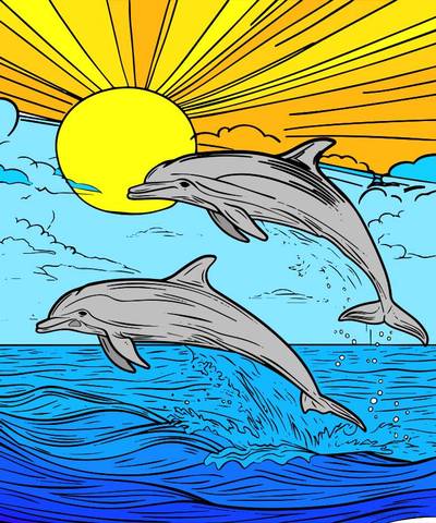 Idea: Dolphin Coloring Page – finished by a community member