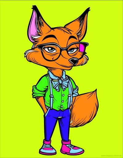 Idea: Smart Fox Coloring Page – finished by a community member