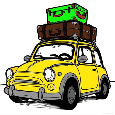 Ausgemalte Version: Auto mit Koffern